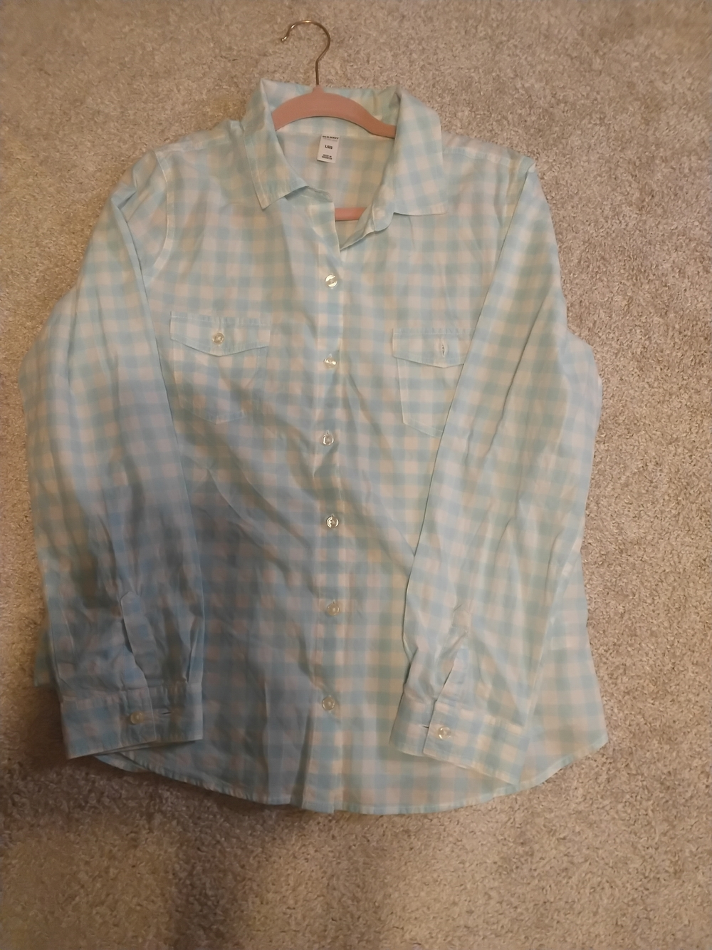 Old Navy Blue and White Gingham Button-Down Shirt - Women